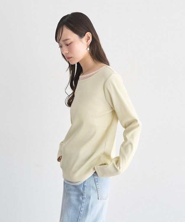 earth music&ecology レイヤード風テレコプルオーバー Yellow