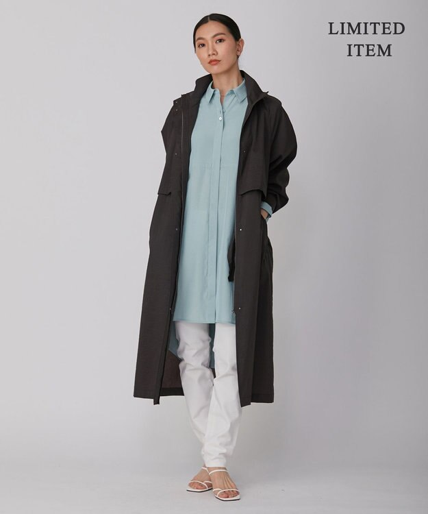 ICB 【WEB限定】 アセテートレーヨン ロングシャツ サックスブルー系