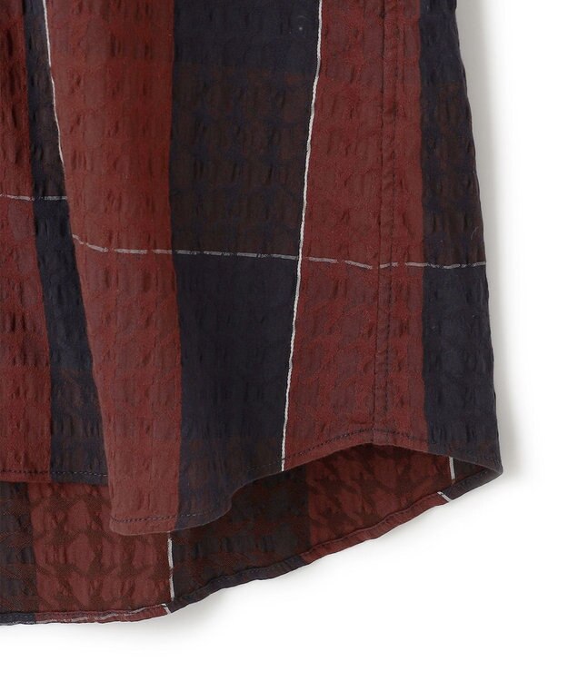 JOSEPH HOMME オーバーチェックジャガードストレッチ　レギュラーカラーシャツ ワイン系3