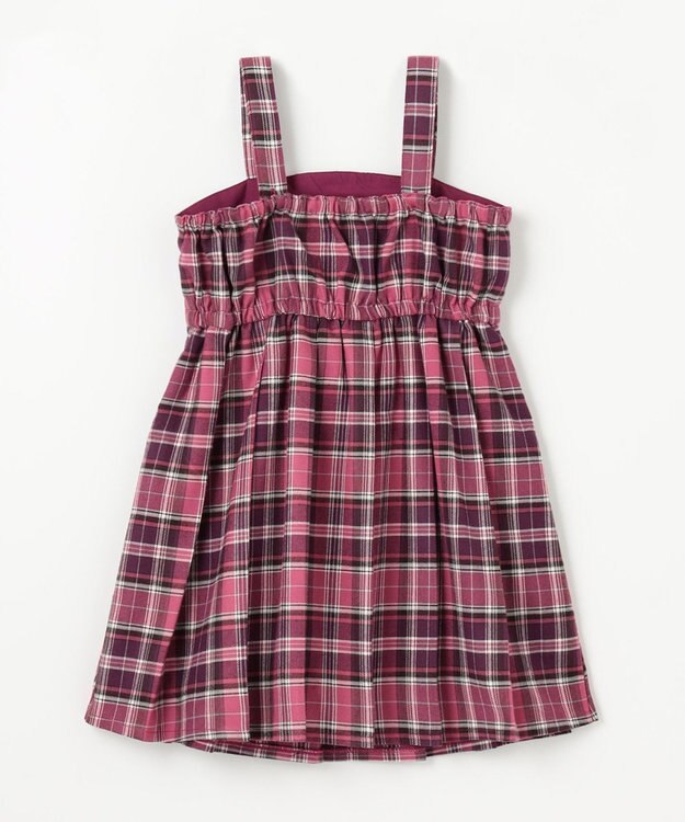 ANY KIDS チェックプリーツジャンパースカート ピンク系