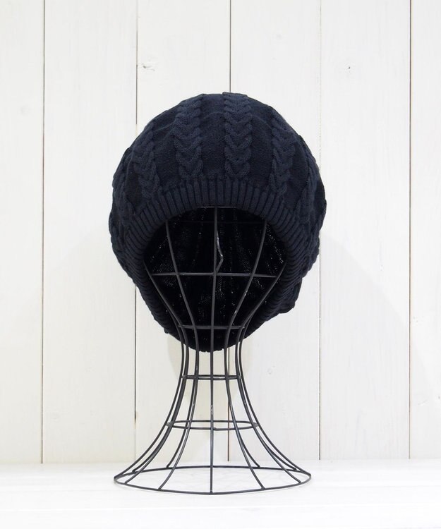 石田製帽 オーガニックコットン アラン編みベレー ブラック