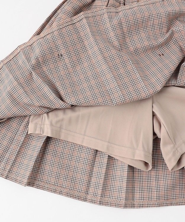 ANY KIDS リボンプリーツスカパン ブラウン×チェック