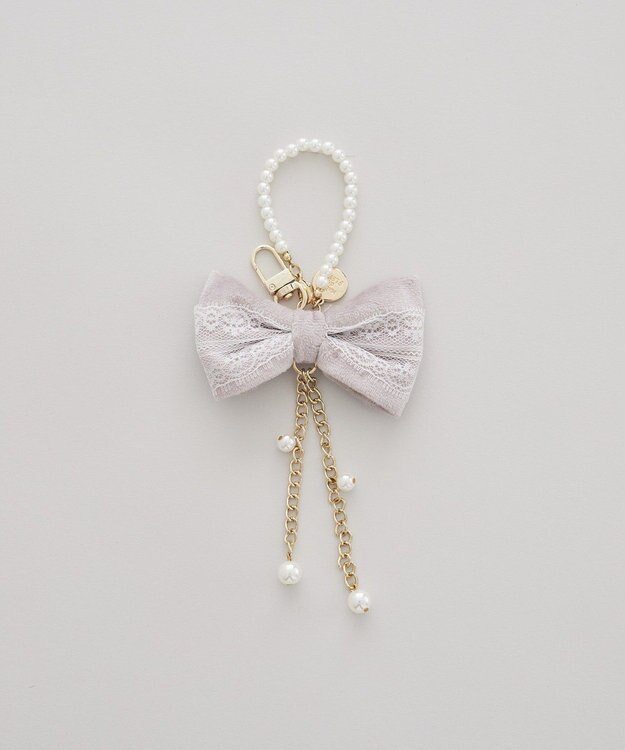 Maison de FLEUR ベロアレースリボンチャーム Grayish Pink