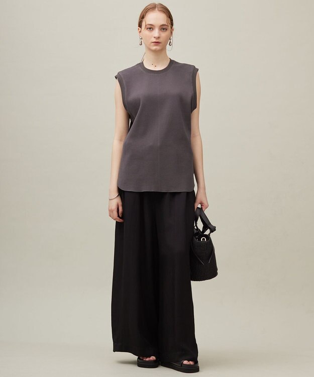 23区 【SACRA】ベアワッフル カットソー チャコールグレー系