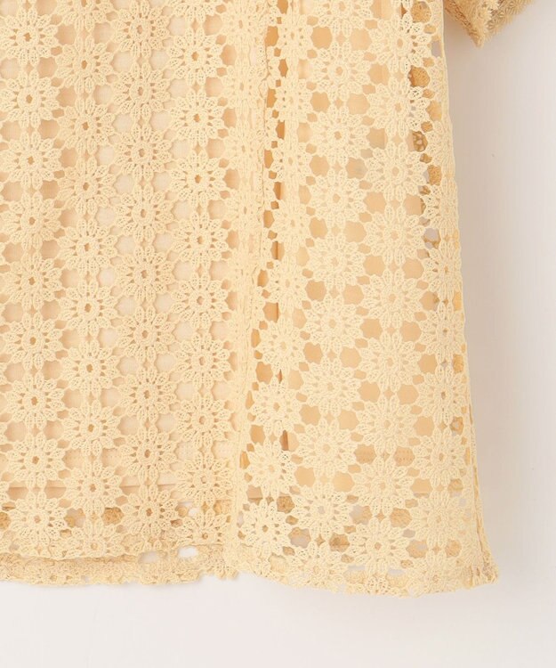 組曲 L フラワーレース半袖ブラウス クリームイエロー系