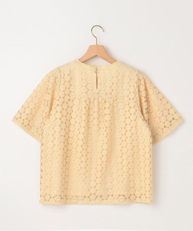 組曲 L フラワーレース半袖ブラウス クリームイエロー系