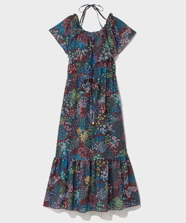 GRACE CONTINENTAL ボタニカルプリントワンピース ブラウン