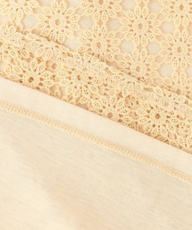 組曲 L フラワーレース半袖ブラウス クリームイエロー系