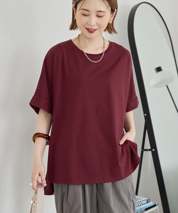 AMERICAN HOLIC 接触冷感バックタックプルオーバー Bordeaux