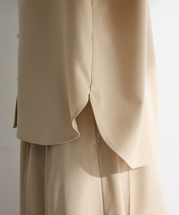 Green Parks ＳＥＴ２点スキッパーブラウス＋プリーツスカート Beige