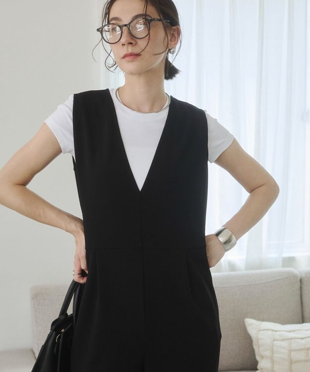 WEGO 【ANGIE VINTAGE】Vネックオールインワン ブラック