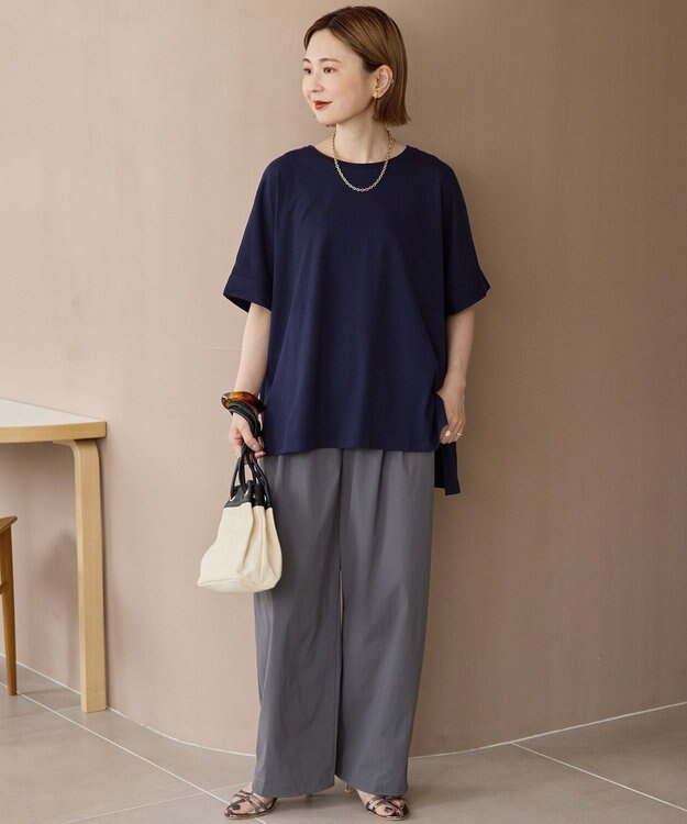 AMERICAN HOLIC 接触冷感バックタックプルオーバー Navy