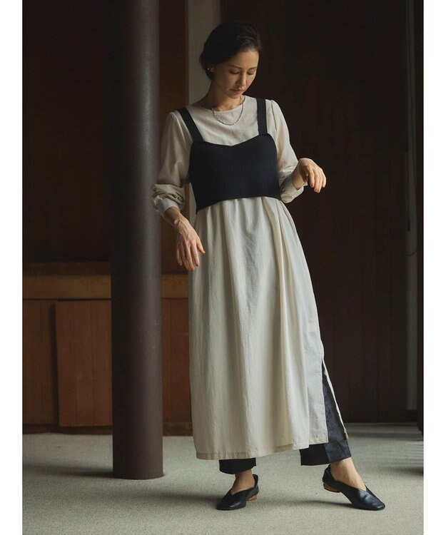 Green Parks Ｂ．ＳＥＴ２点ニットジレ＋ワンピース Black