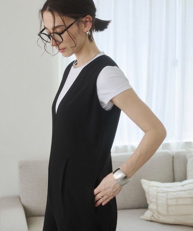 WEGO 【ANGIE VINTAGE】Vネックオールインワン ブラック
