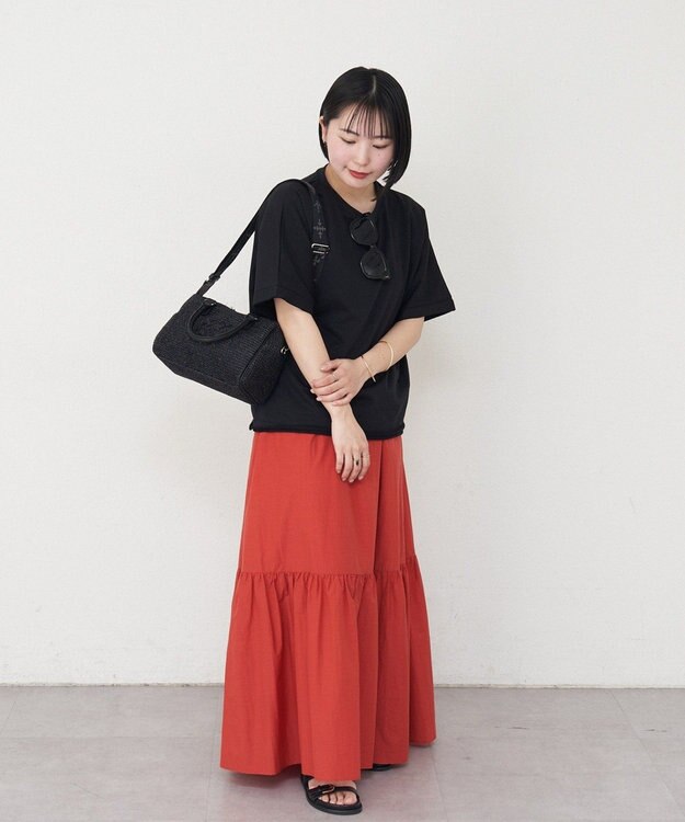 russet ナイロンラフィアミニボストンバッグ(CE-1715) Black