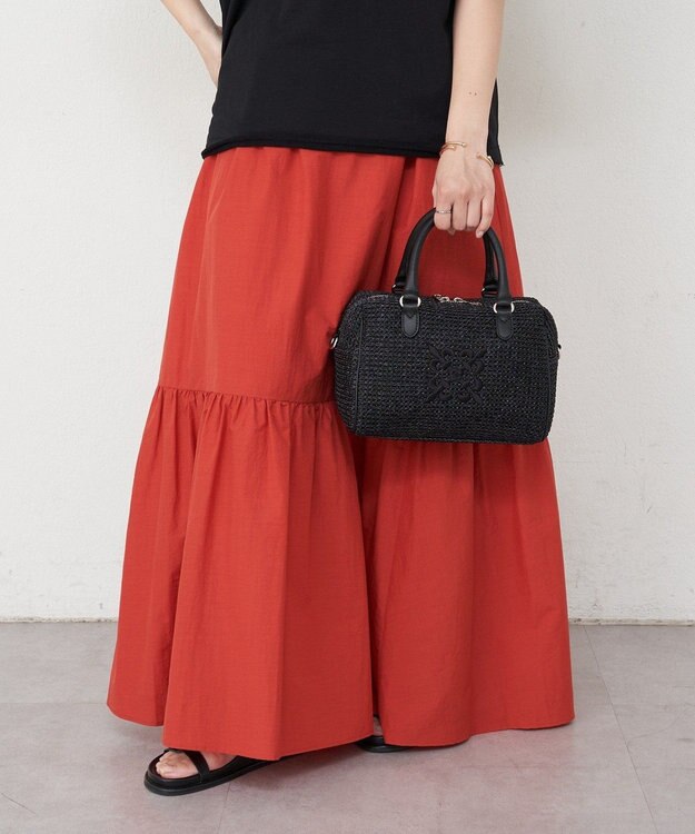 russet ナイロンラフィアミニボストンバッグ(CE-1715) Black