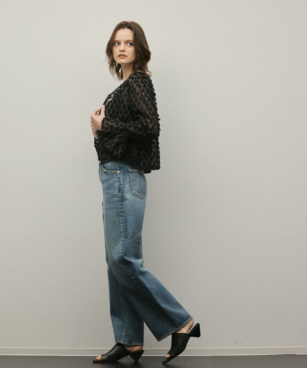 GRACE CONTINENTAL モチーフチュールブラウス ブラック