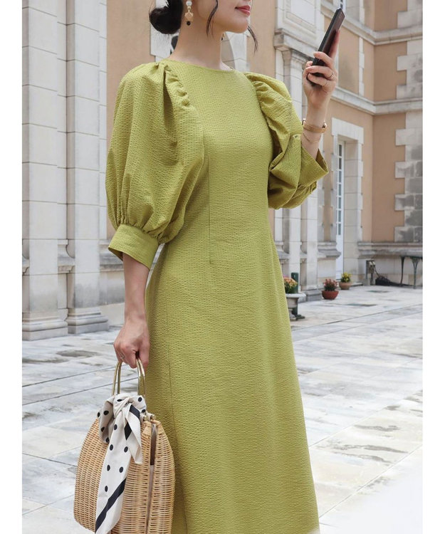 Green Parks AnriettMusee バックカットワークワンピース Lime Green