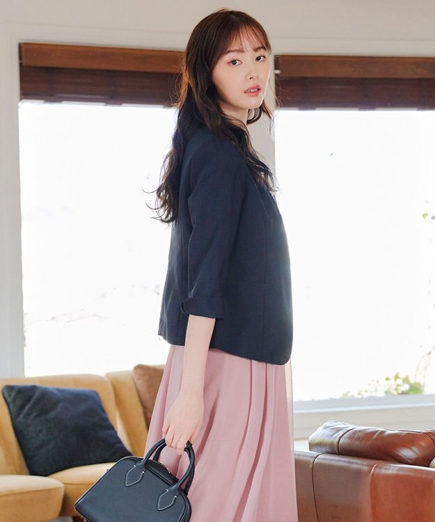 Tiaclasse 【吸水速乾・接触冷感・UVケア・防シワ・洗える】カチオンカラーレスジャケット ネイビー