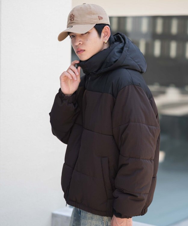 WEGO 【25年秋冬新作/ユニセックス着用ITEM/SMLサイズ展開】2WAYパファーブルゾン ブラウン