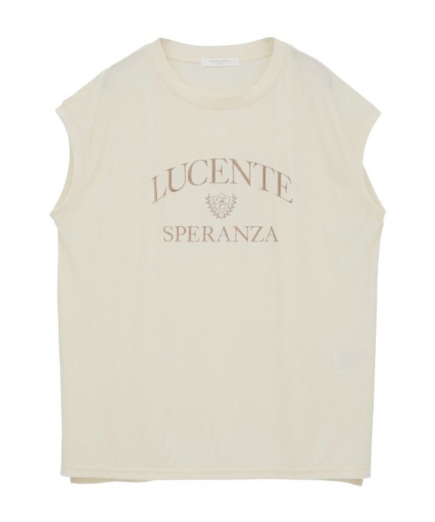 Green Parks ベロアロゴフレンチスリーブチュニック Ecru