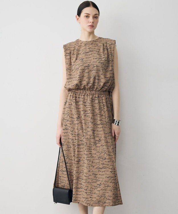 ICB 【30th ANNIVERSARY】5cityプリント ノースリーブワンピース バーントアンバー×ブラック