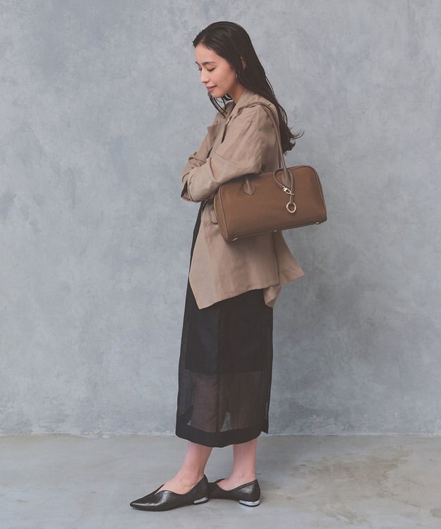 TOPKAPI 【Breath TOPKAPI】PRIM プリム ナイロン ロングハンドル ミニ ボストン トートバッグ チャーム付き ブラウン