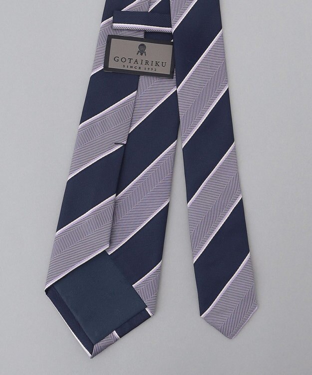 GOTAIRIKU 【日本製】西陣ネクタイ_レジメンタルストライプ柄 パープル系1