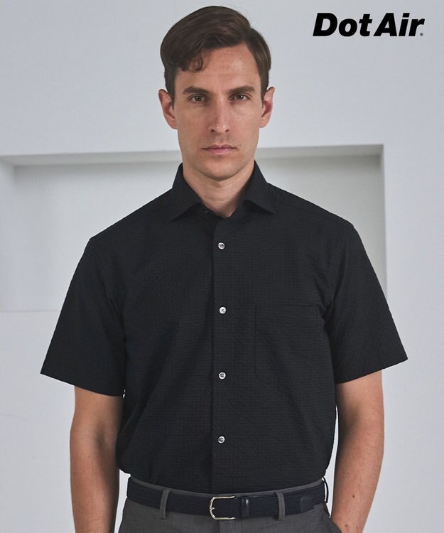 GOTAIRIKU リラックスシルエット【高通気性/吸水速乾】ドッツエアー クールマックスサッカーシャツ ブラック/26年新色