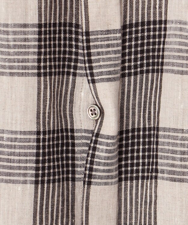 J.PRESS LADIES 【洗える】フレンチリネン チェック ブラウス ブラック×ベージュチェック系3
