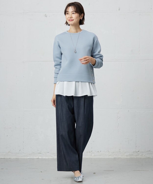 J.PRESS LADIES ダンボールジャージー カットソー ブルーグレー系