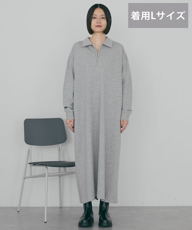 AMERICAN HOLIC 【選べる丈】ハーフZIPワンピース Light Gray Mixture
