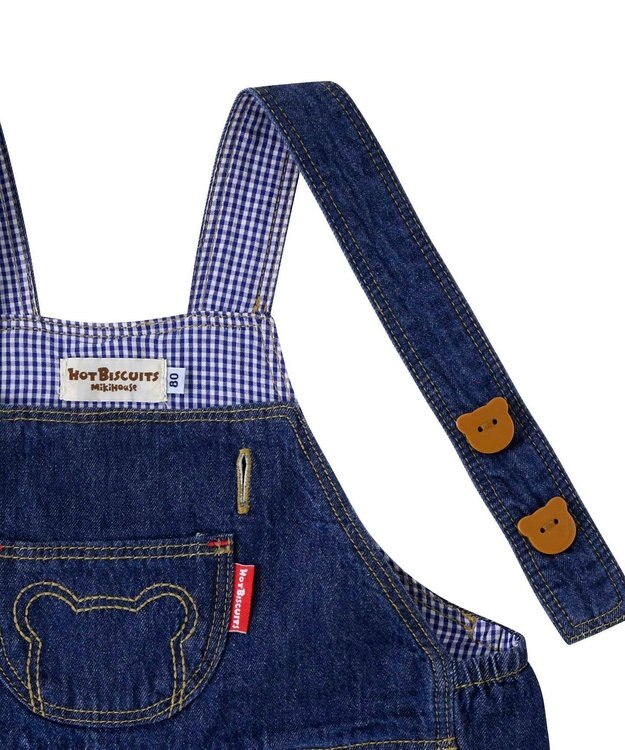 MIKI HOUSE HOT BISCUITS 【70-90cm】 デニム オーバーオール インディゴブルー