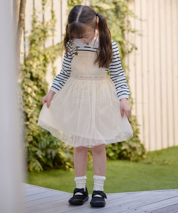 ANY KIDS チュール付き ジャンパースカート エクリュ