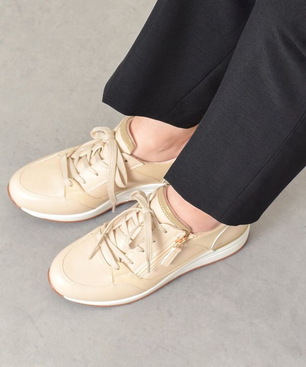 Bridget Birkin 【PARADIS COULEUR】サイドジップヒールアップスニーカー ベージュコンビ