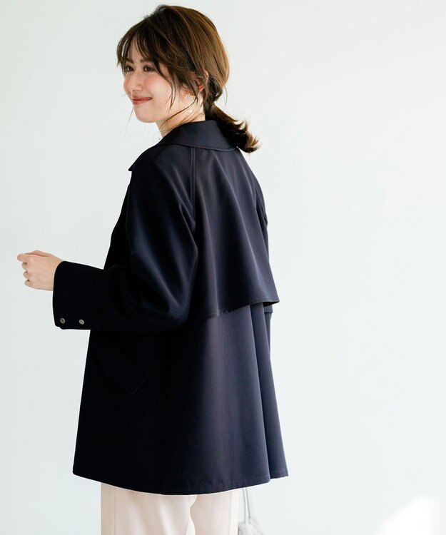ANY SIS 【2WAY】エレカジストレッチミドルトレンチ コート ネイビー