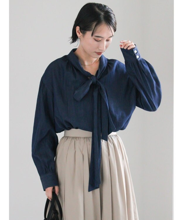 Te chichi ビッグボウタイブラウス ネイビー