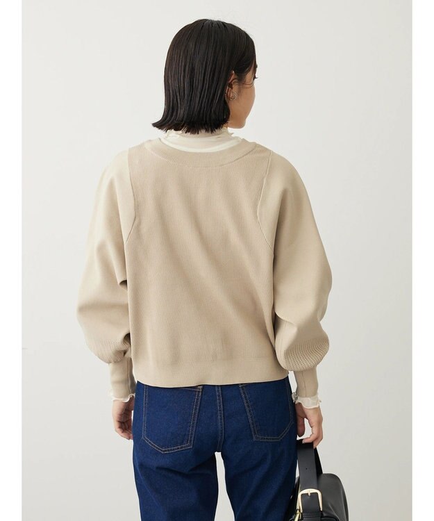 Green Parks ・ｆｕｒｒｙ　ｒａｔｅ２ｗａｙかる~いニットカーデ Light Beige