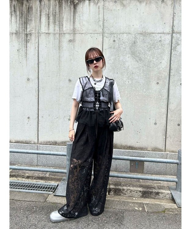 Green Parks レースタックパンツ Black