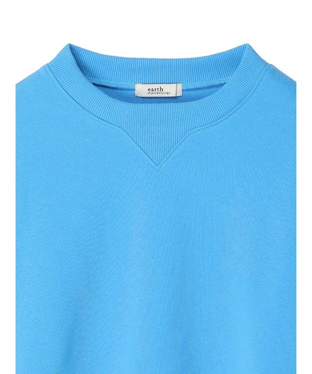 earth music&ecology クルーネック袖シャーリングスウェット Light Blue