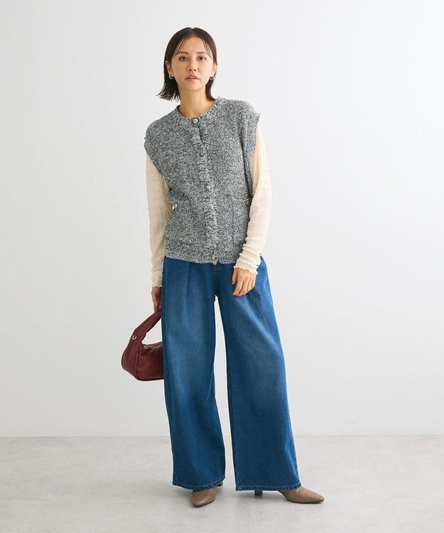 Green Parks ・ＥＬＥＮＣＡＲＥ　ＤＵＥ　デニムタックワイドパンツ Dark Indigo