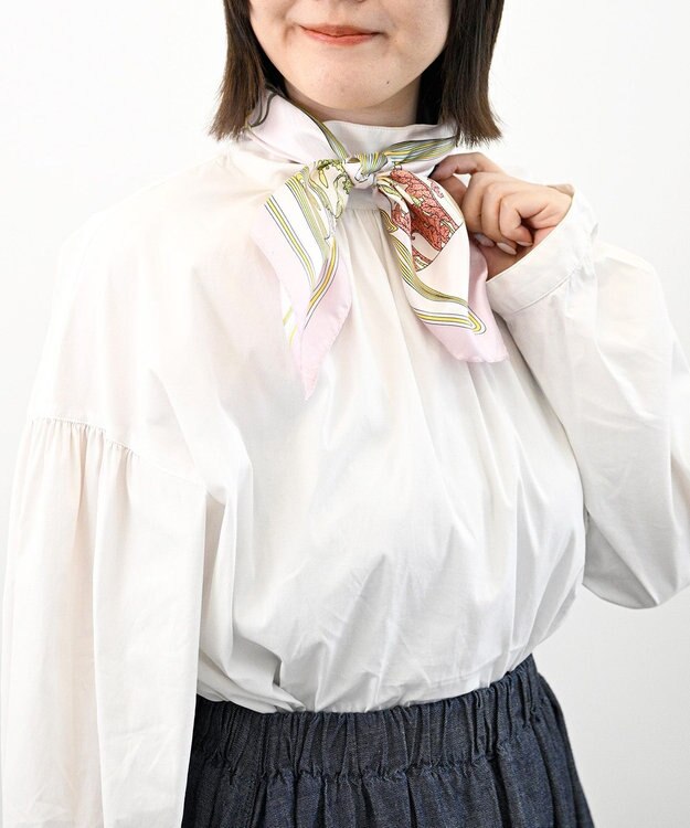 Marca ＜春の新色！＞【伝統横濱スカーフ】フラワーベースヌーヴォー  小判 シルクツイルスカーフ ピンク