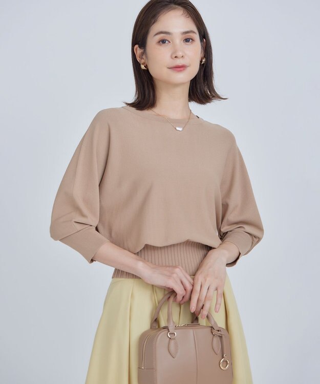 組曲 L 【5色展開・UVケア】スタイルアップ ドルマンスリーブ ニット キャメルベージュ系