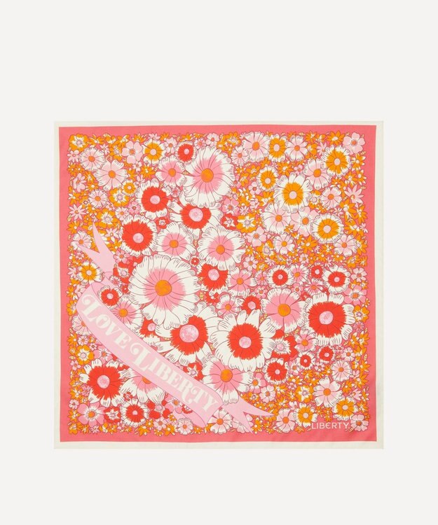 LIBERTY. ラブ リバティ シルクスカーフ 45 ピンク