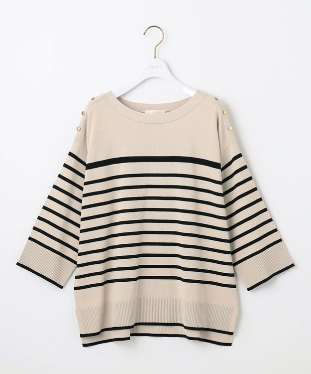 ANY SIS 【洗える】パネルボーダー ニット ベージュベースボーダー