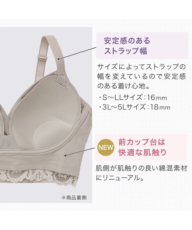 BRADELIS New York 【BRADELIS NewYork peace】綿混ハイブリッド・デイリーハートカップブラ24 バストを脇からしっかり包みホールドするノンワイヤー補正ブラ トープ