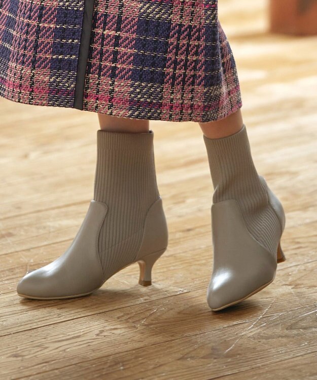 ANY SIS 【23.0~24.5cm】リブポインテッド ブーツ グレージュ