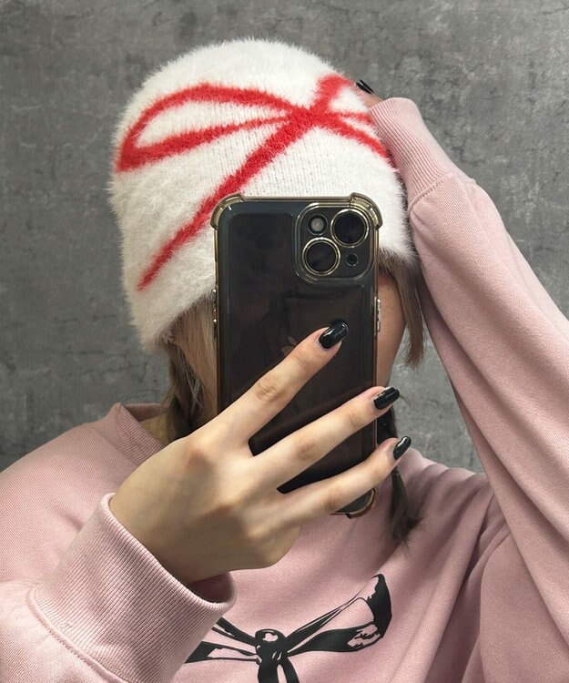 WEGO シャギーリボンニットワッチ ホワイト