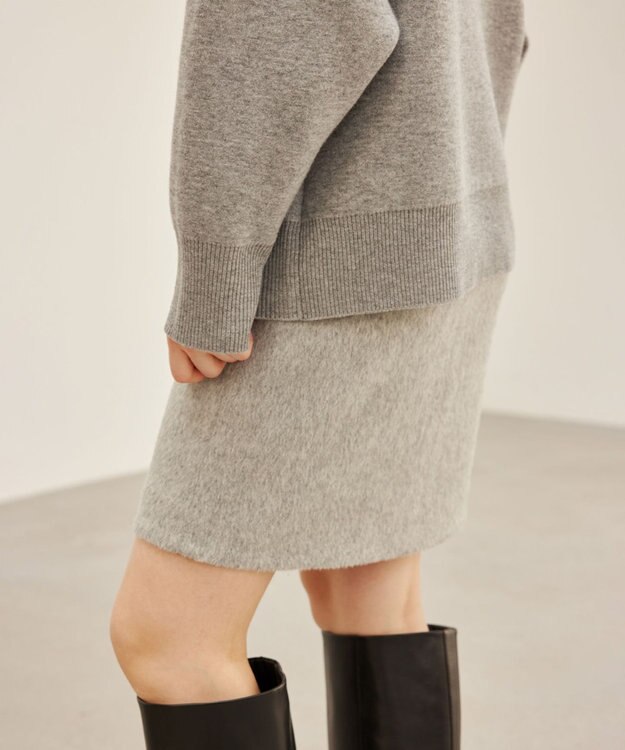 BEIGE， COURBE / アルパカ混ミニ丈スカート L Gray