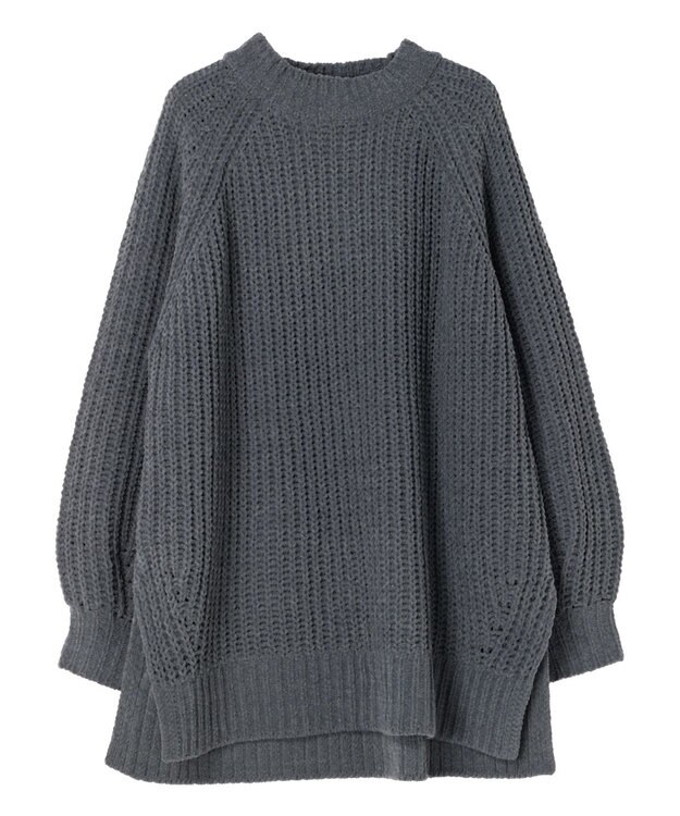 earth music&ecology マットモール片畦チュニック Dark Gray